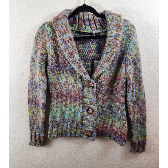 New Michelle Nicole Womens M Colorful Knit Button Up V-Neck Cardigan Sweater - Picture 1 of 9